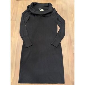 Ann Taylor Black Knit Cowl Neck Long Sleeve Sweater Dress Size Medium